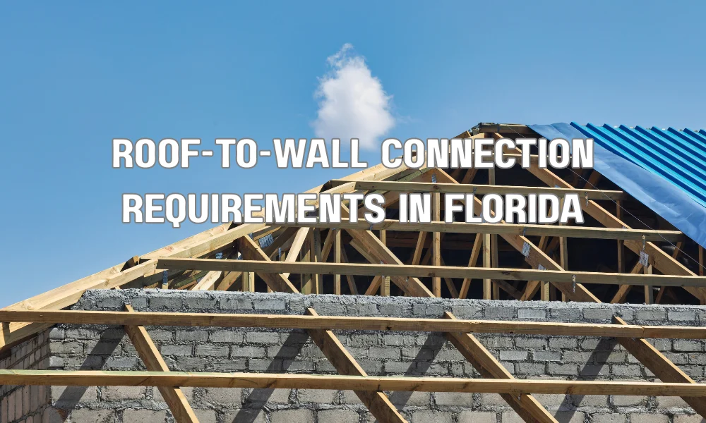 Hurricane strap roof-to-wall connection used in Florida building codes to secure roof trusses to walls