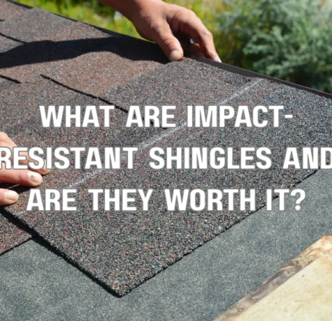 Close-up of impact-resistant asphalt roof shingles designed to withstand hail and storm damage