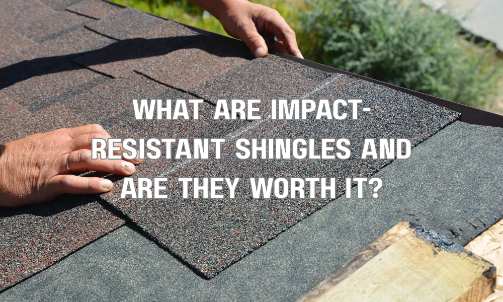 Close-up of impact-resistant asphalt roof shingles designed to withstand hail and storm damage