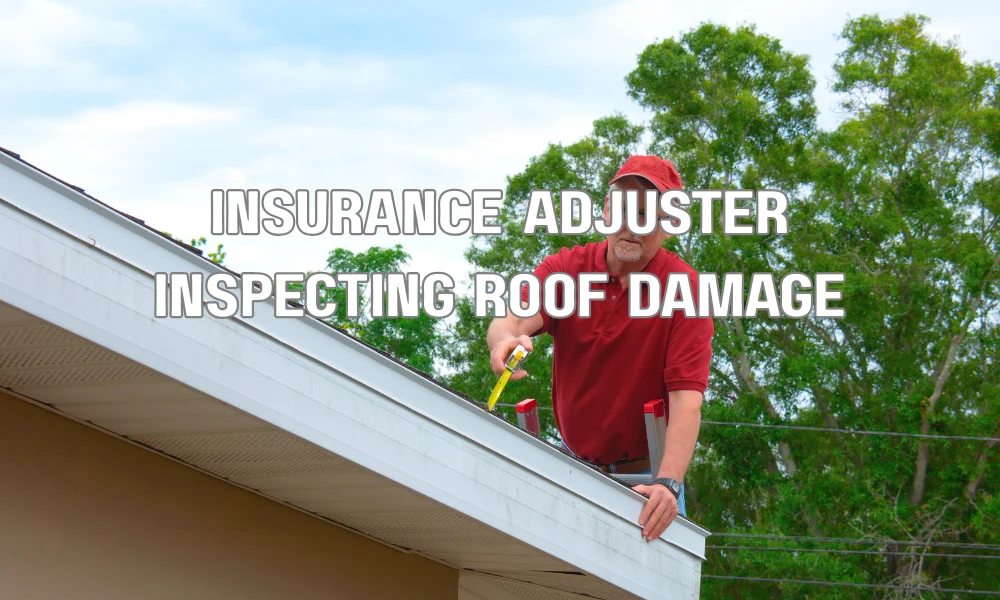 Insurance adjuster inspecting roof damage during a roof replacement claim assessment