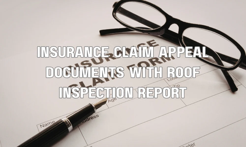 Homeowner reviewing roof inspection and insurance claim documents while preparing an appeal for a denied roof damage claim
