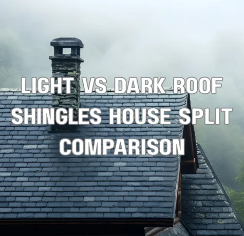Comparison of light and dark roof shingles on homes showing how roof color affects heat and appearance in Florida climates