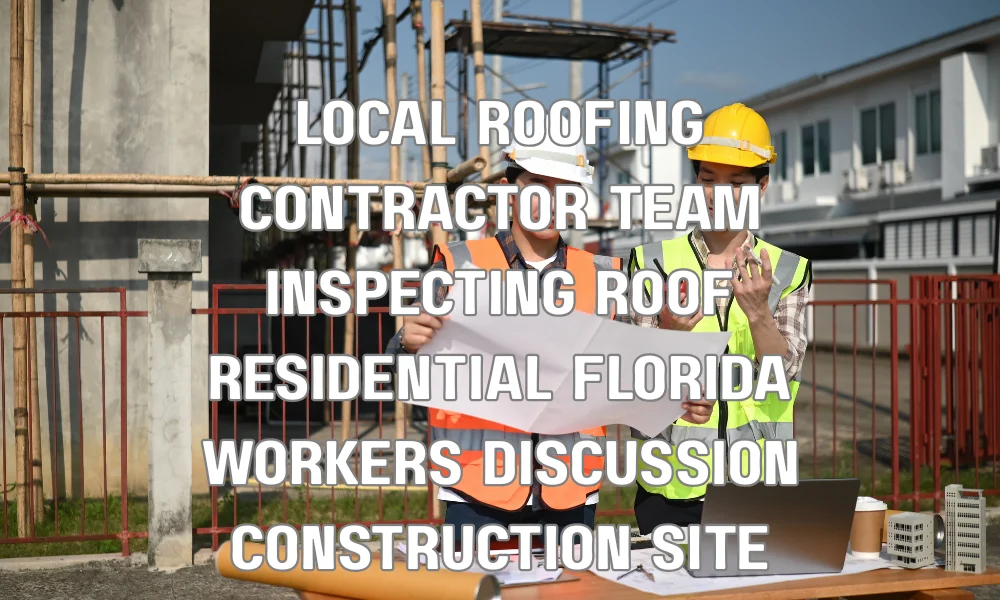 Local Broward County roofing contractor inspecting a residential roof and discussing installation details