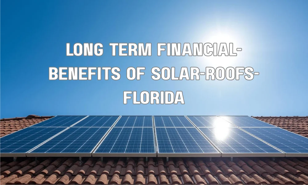 A composite image visualizing the long-term financial returns of a robust solar roof in Florida, including reduced utility bills, increased home value, and tax savings.