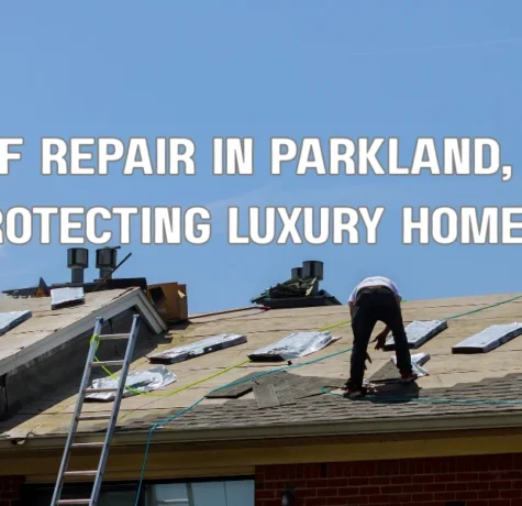 Contractor performing roof repair on a luxury residential home in Parkland, Florida