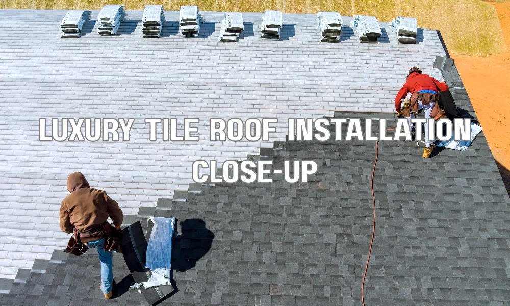 Contractor installing impact-resistant roof tiles on a luxury home to ensure durability and long-term warranty protection