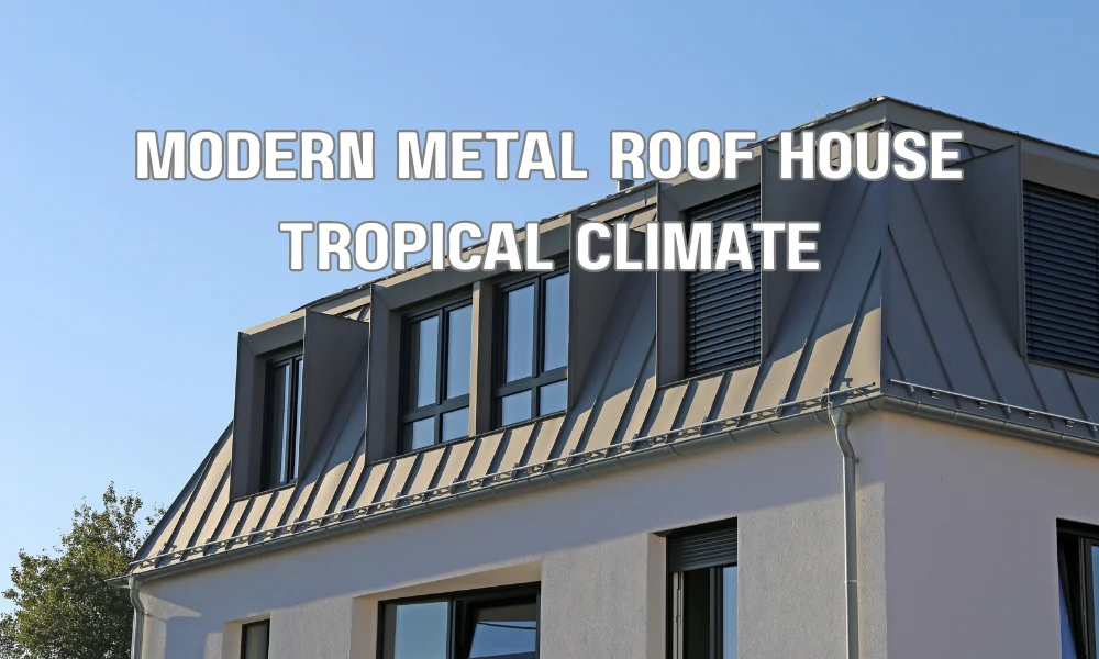 Metal and tile roofing materials on a coastal home designed for durability, wind resistance, and heat reflection in sunny climates.