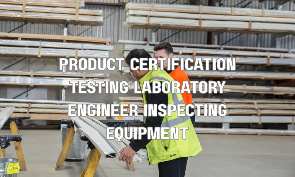 Engineer conducting product certification testing and compliance inspection in a laboratory