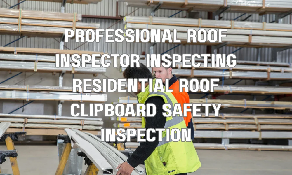 Licensed roof inspector assessing a residential roof for certification with checklist
