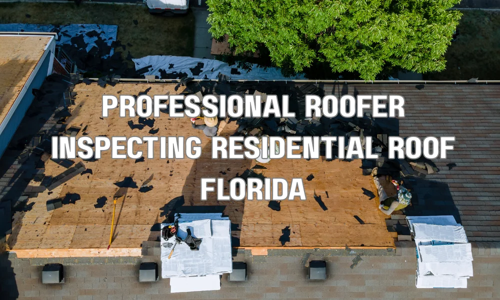 Licensed Boynton Beach roofing contractor inspecting a residential roof for damage and safety