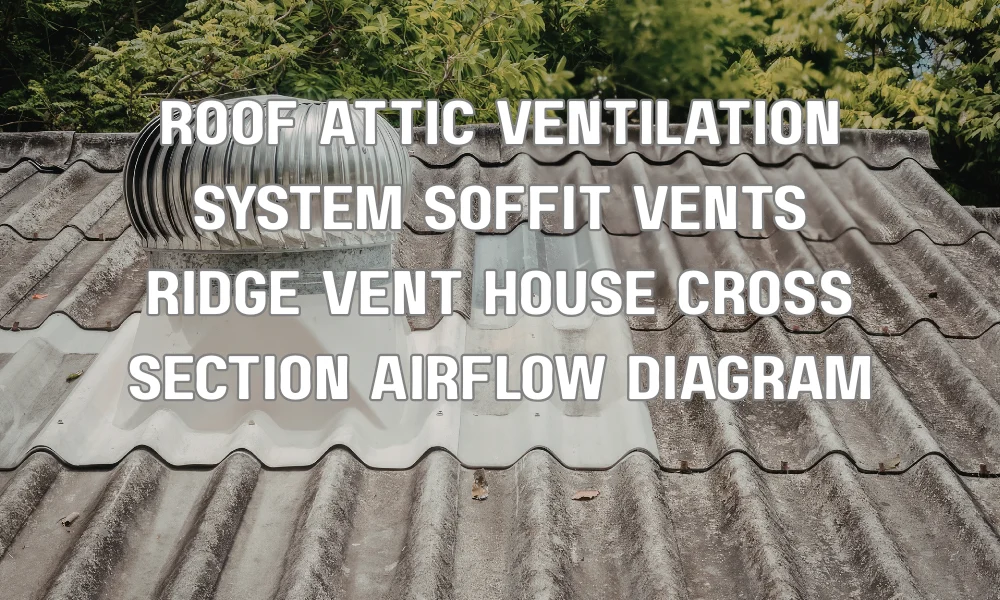 Diagram of attic ventilation showing airflow through soffit and ridge vents to reduce roof pressure during storms