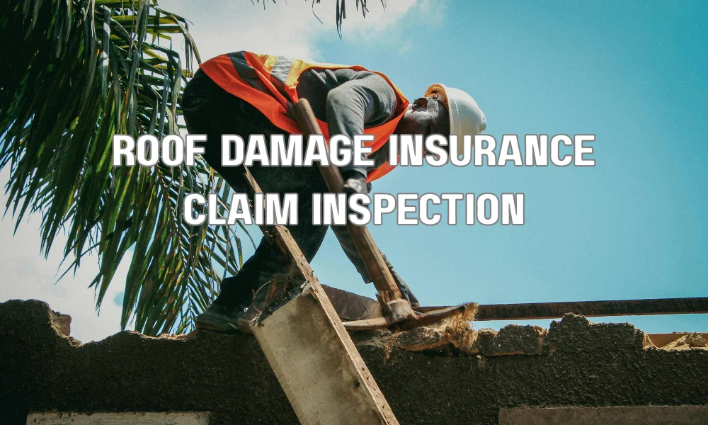 Homeowner reviewing roof damage with insurance inspector during roof damage claim process