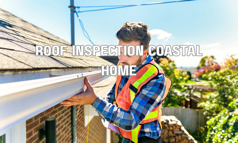 Professional inspecting and maintaining a coastal home roof to prevent storm and salt damage