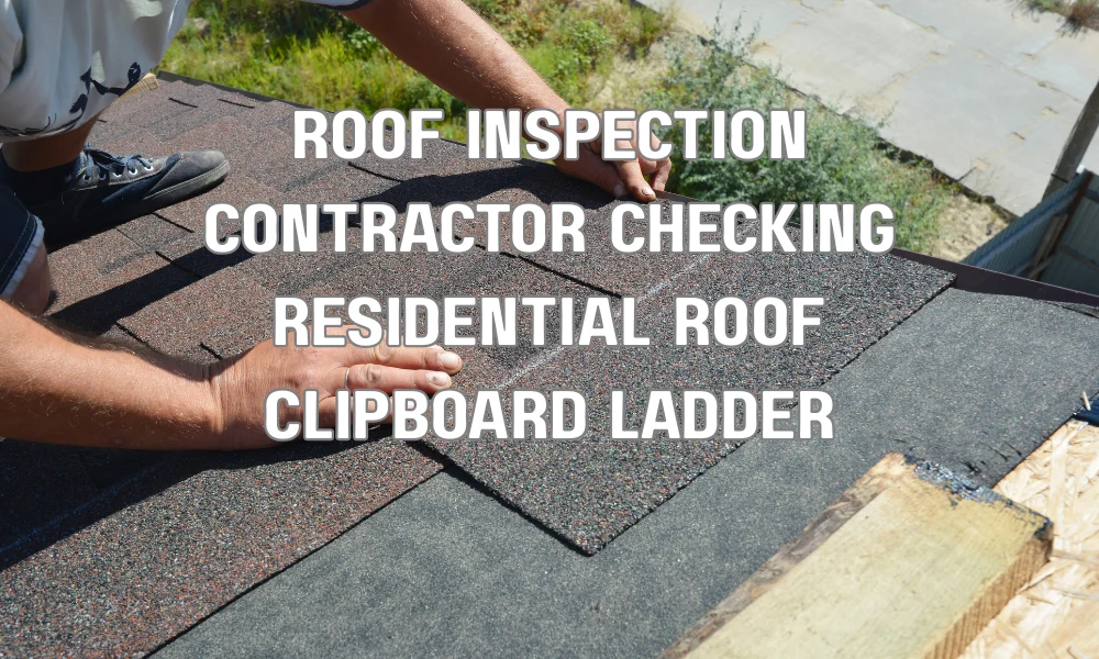 Professional roof inspector assessing residential roof condition for certification