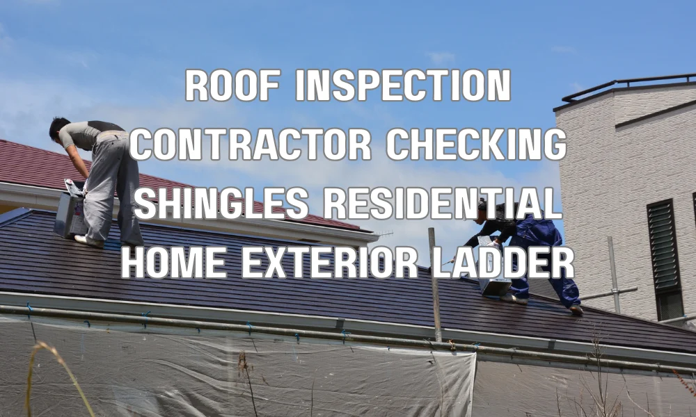 Roofing contractor inspecting shingles on a residential home to assess wind resistance and damage