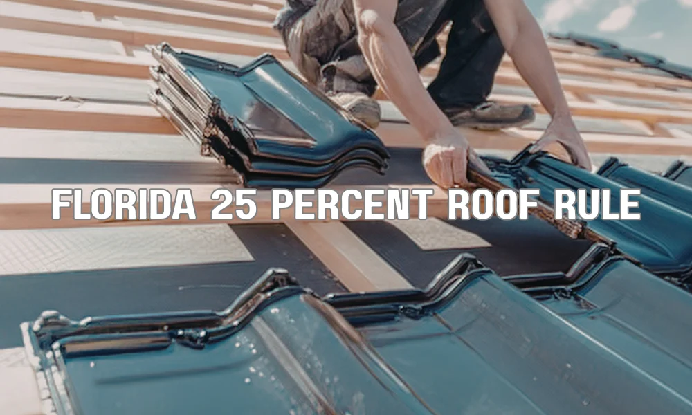 Roof inspection showing partial roof repair related to Florida 25 percent roof replacement rule