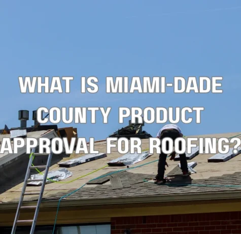 Roof inspector examining shingles for Miami-Dade County product approval and wind-resistant roofing compliance