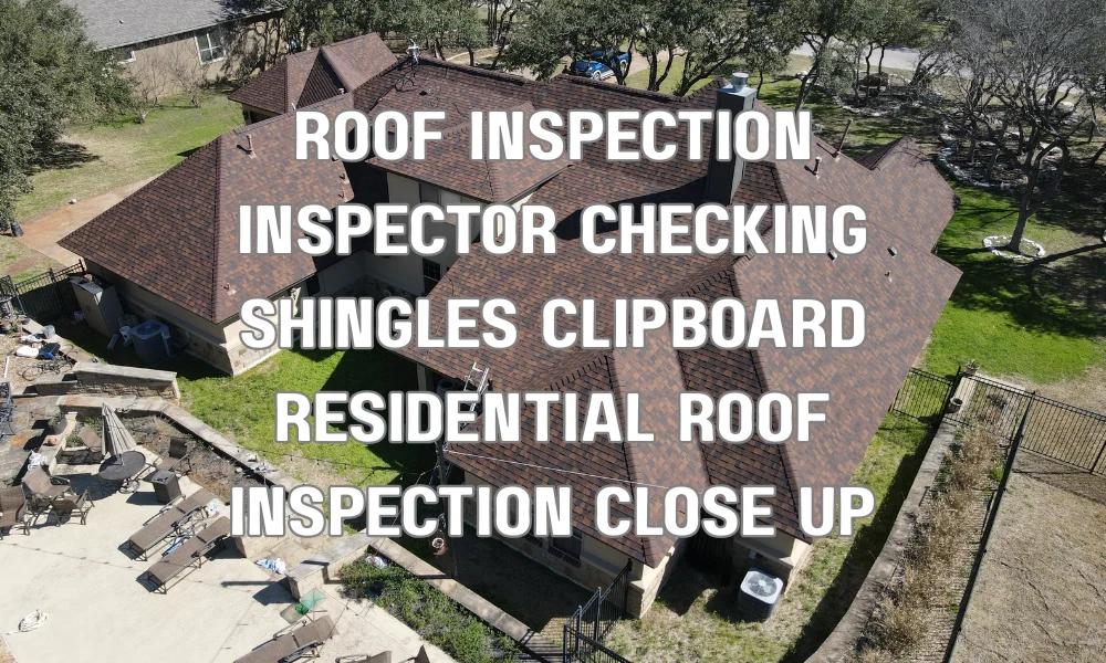 Licensed roof inspector examining shingles and documenting roof condition for insurance inspection