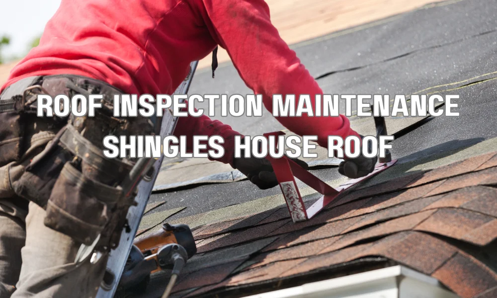 Homeowner inspecting roof shingles and performing maintenance to prepare roof for future storms