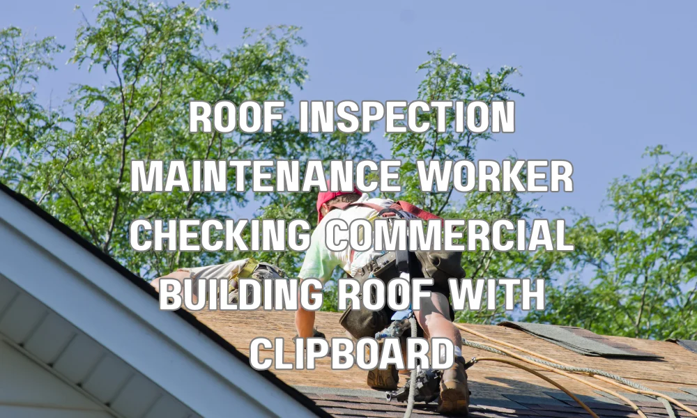 Roof maintenance professional inspecting a commercial building roof as part of a preventive maintenance contract