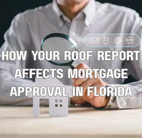 Home inspector performing a roof inspection on a residential property during the mortgage approval process in Florida