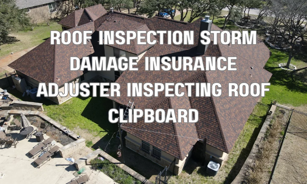 Insurance adjuster inspecting storm-damaged roof to document damage for claim