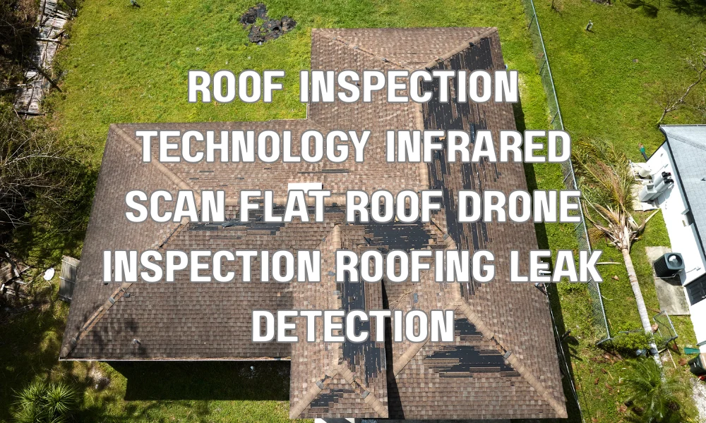 Technician using infrared and drone technology to detect roof leaks on a commercial building