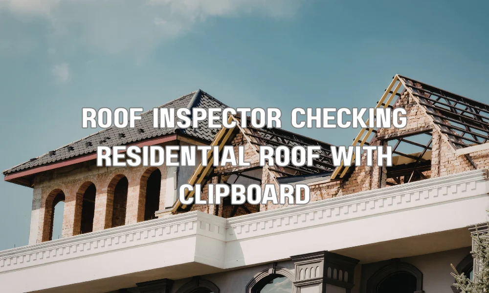 Roof inspector checking residential roof to verify permit compliance and proper installation
