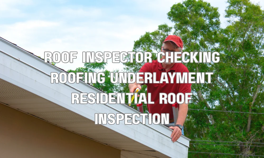 Building inspector checking roof decking and underlayment during residential roofing inspection under Florida building codes