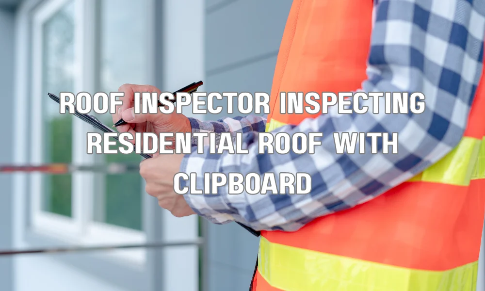 Roof inspector performing an insurance inspection on a residential roof in Florida to evaluate wind mitigation and roof condition
