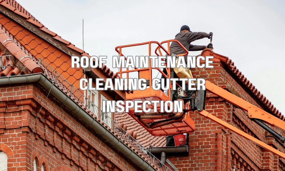 homeowner performing maintenance on coastal roof cleaning gutters and rinsing salt buildup