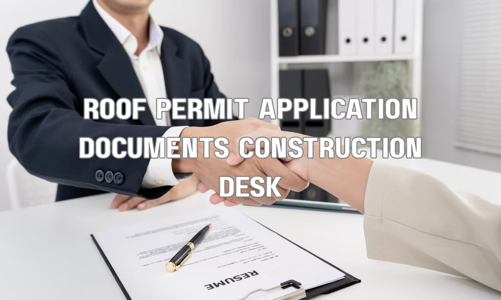 Roof replacement permit application documents and construction plans for building approval