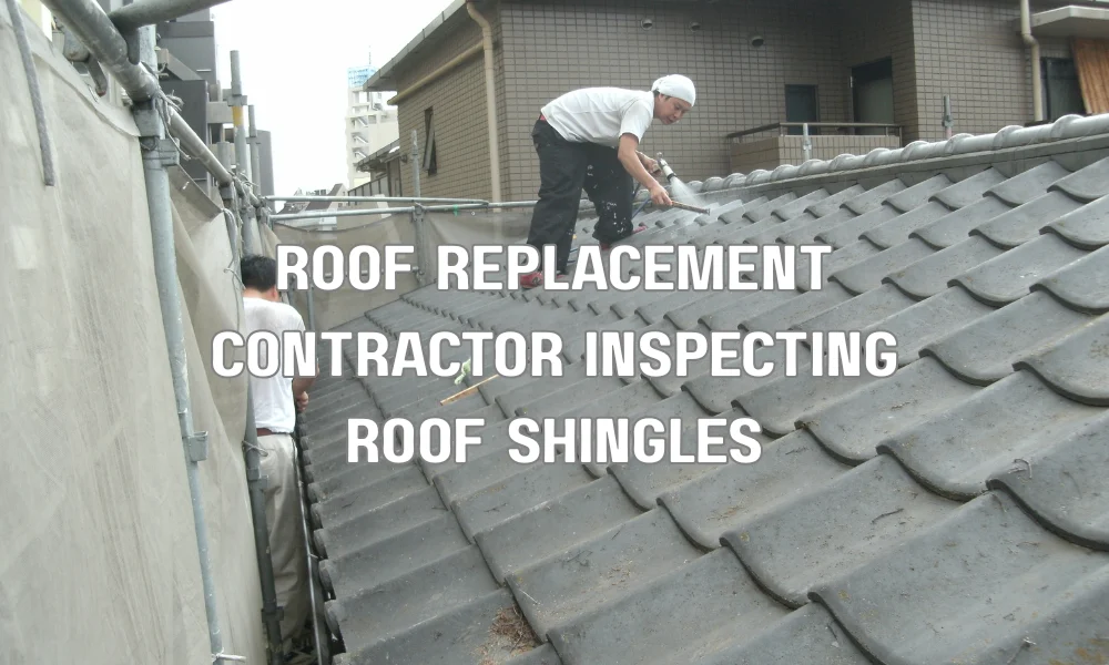 Contractor inspecting an older residential roof before replacement to meet Florida building codes