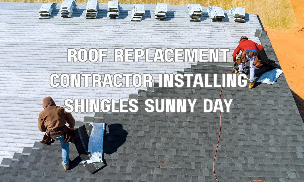 Roofing contractor installing asphalt shingles on a house during clear dry weather in Florida