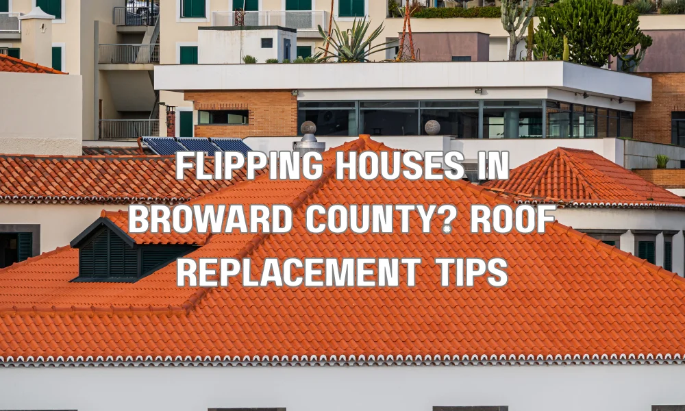 Contractors installing new shingle roof during house flip renovation in Broward County