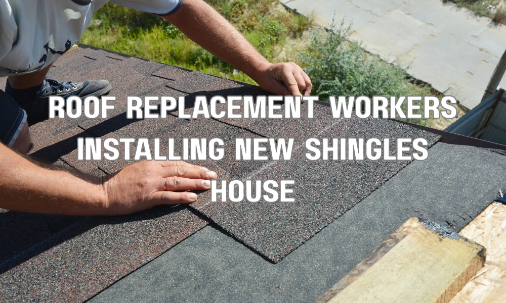 Roofing contractors installing new shingles on a residential home, representing replacement cost value (RCV) roof insurance coverage.