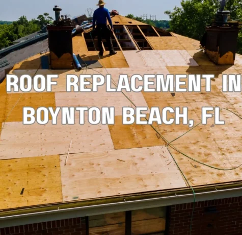 Professional roofers replacing shingles during a roof replacement in Boynton Beach, Florida
