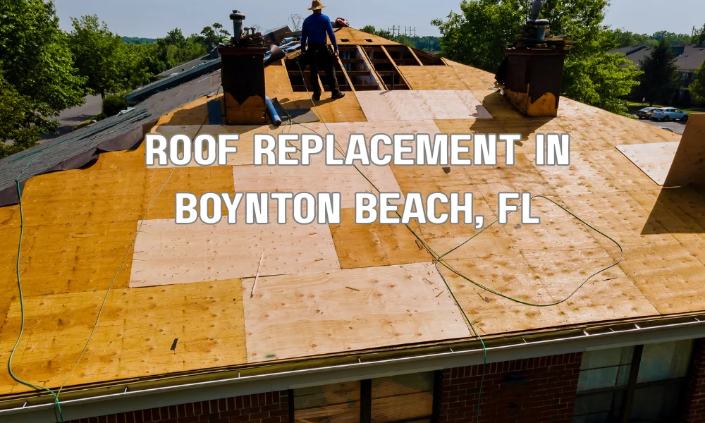 Contractors replacing asphalt shingles on a residential roof in Sunrise Florida