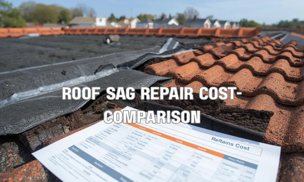 A professional infographic illustrating the cost hierarchy of roof sag repairs, from simple rafter sistering to full structural truss replacement and mold remediation.