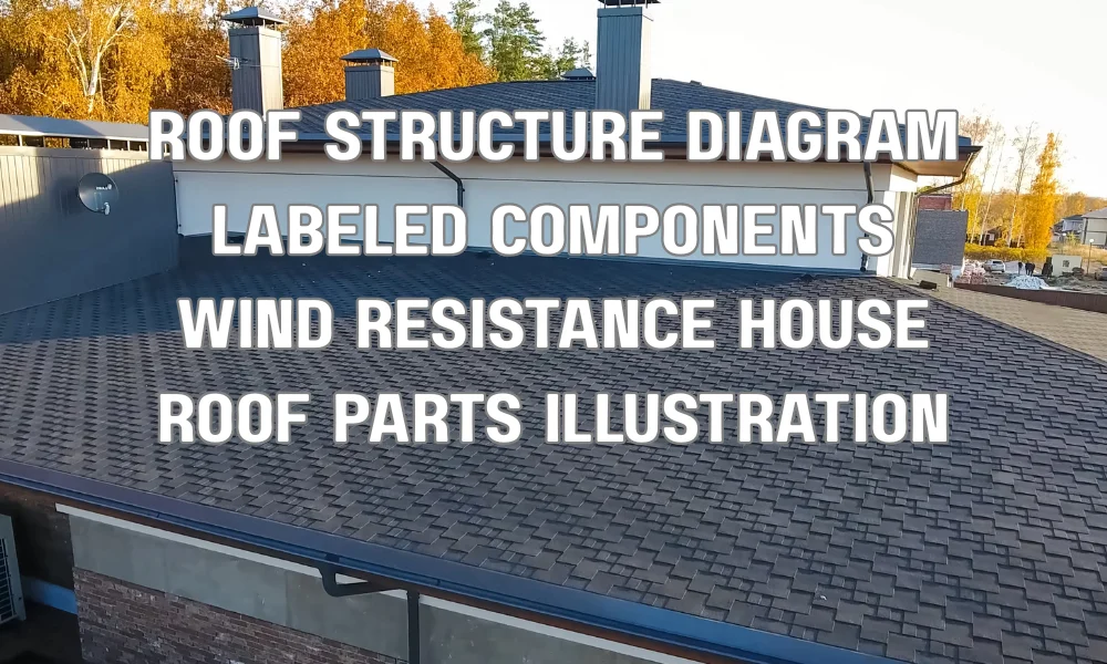 Diagram of residential roof components showing structural elements and wind resistance points