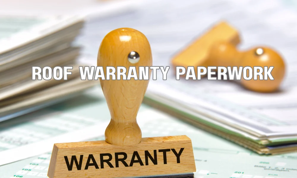 Homeowner reviewing roofing warranty covering materials and workmanship