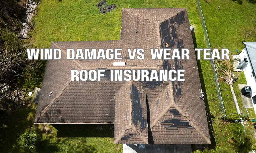 comparison of wind damaged roof shingles versus normal wear and tear on a residential roof