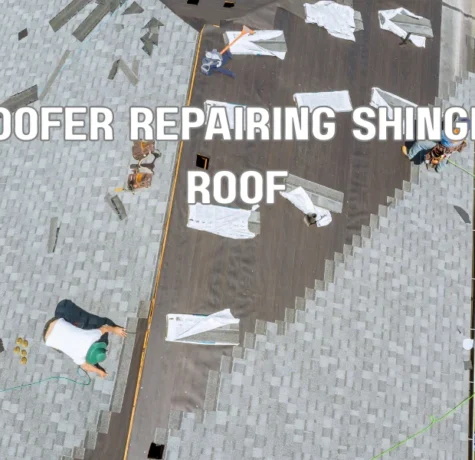 Professional roofer repairing damaged shingles on a residential roof in Lauderhill, Florida