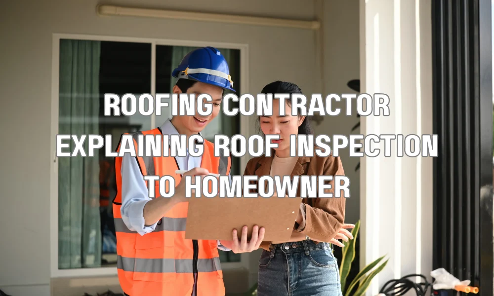 Roofing contractor explaining roof inspection and project details to homeowner before hiring in Delray Beach