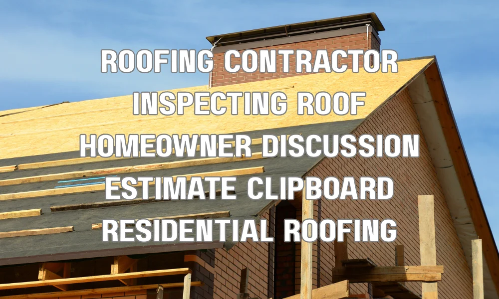 Licensed roofing contractor inspecting a residential roof and discussing repair estimate with homeowner in Florida