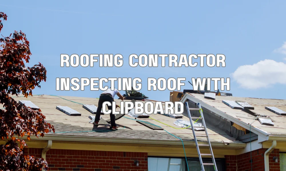 Licensed roofing contractor inspecting a residential roof and documenting damage for an insurance claim