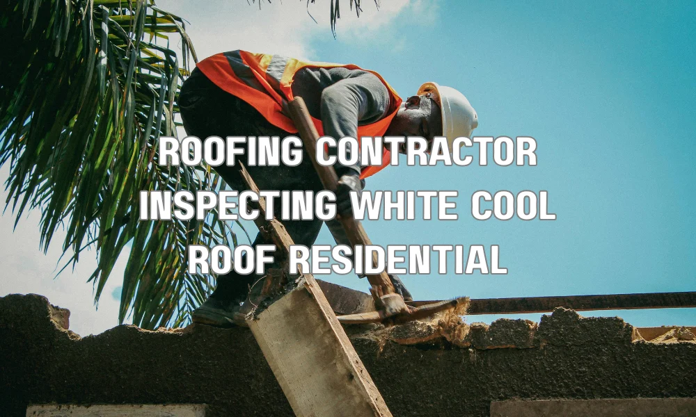 Professional roofing contractor inspecting a reflective cool roof on a residential home in Florida