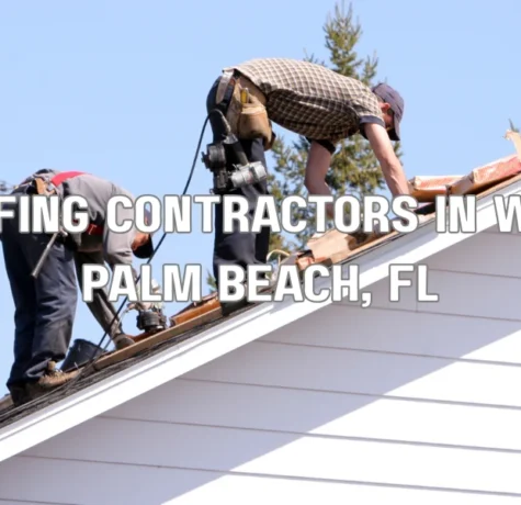 Roofing contractors repairing a residential roof in Cooper City, Florida