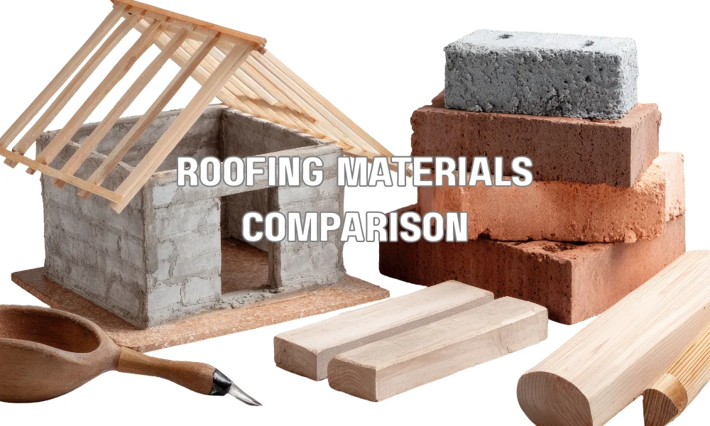 Comparison of metal roofing, clay tile roof, and asphalt shingles used for durable residential roofing
