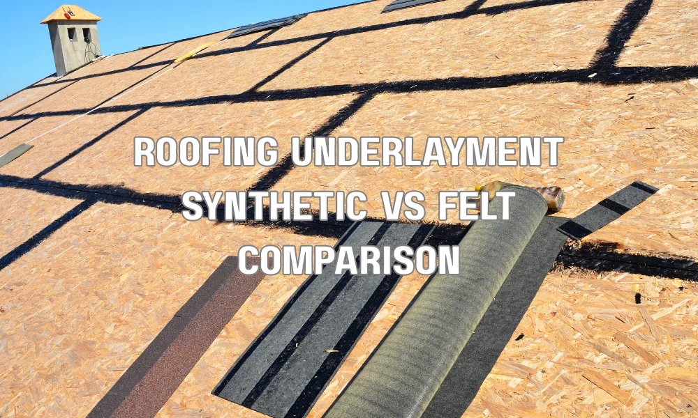 Synthetic roofing underlayment compared with traditional felt underlayment on a roof installation